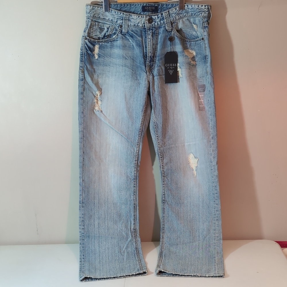 GUESS Men's Relaxed Fit Light Blue Jeans